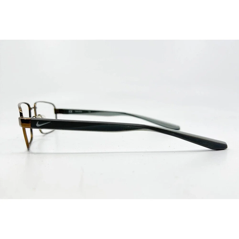 Nike Eyeglasses Mens Brown Metal Rectangular Frame 8177 210 52-17-140